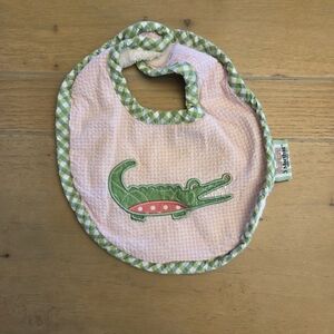 Pink and Green Crocodile Baby Bib